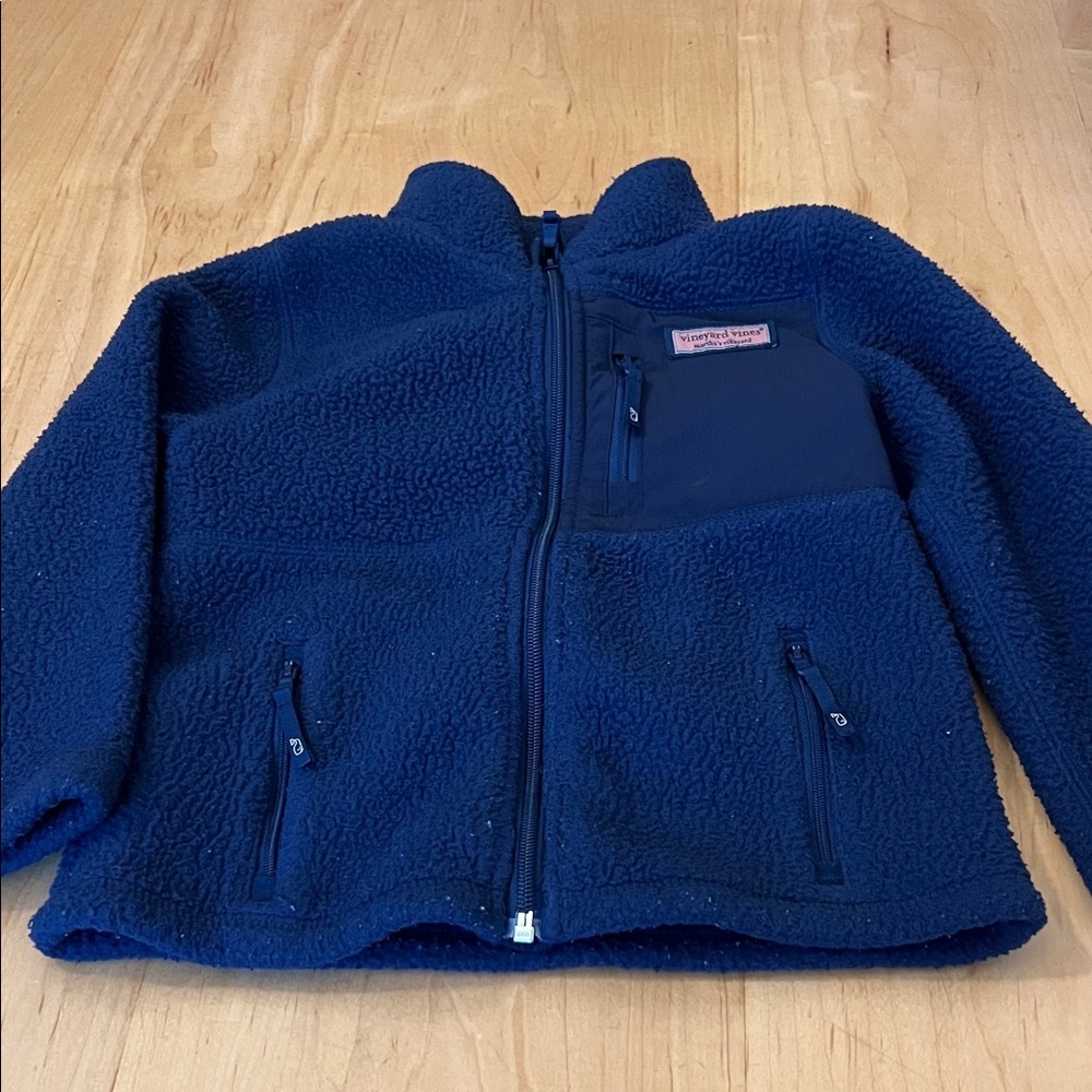 Vineyard Vines Kids Navy Sherpa Fleece Zip Jacket